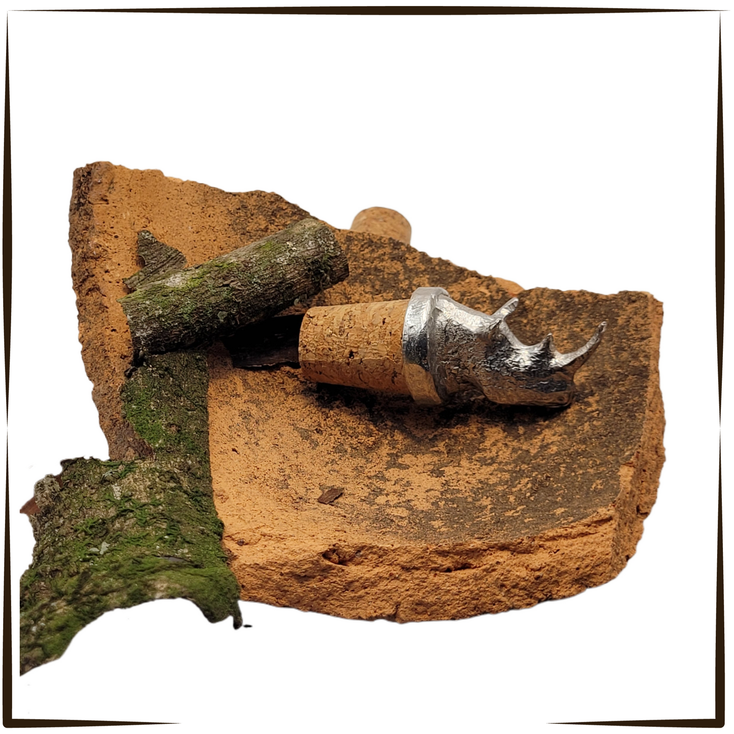 Pewter - Fearless Rhino - Bottle Stopper