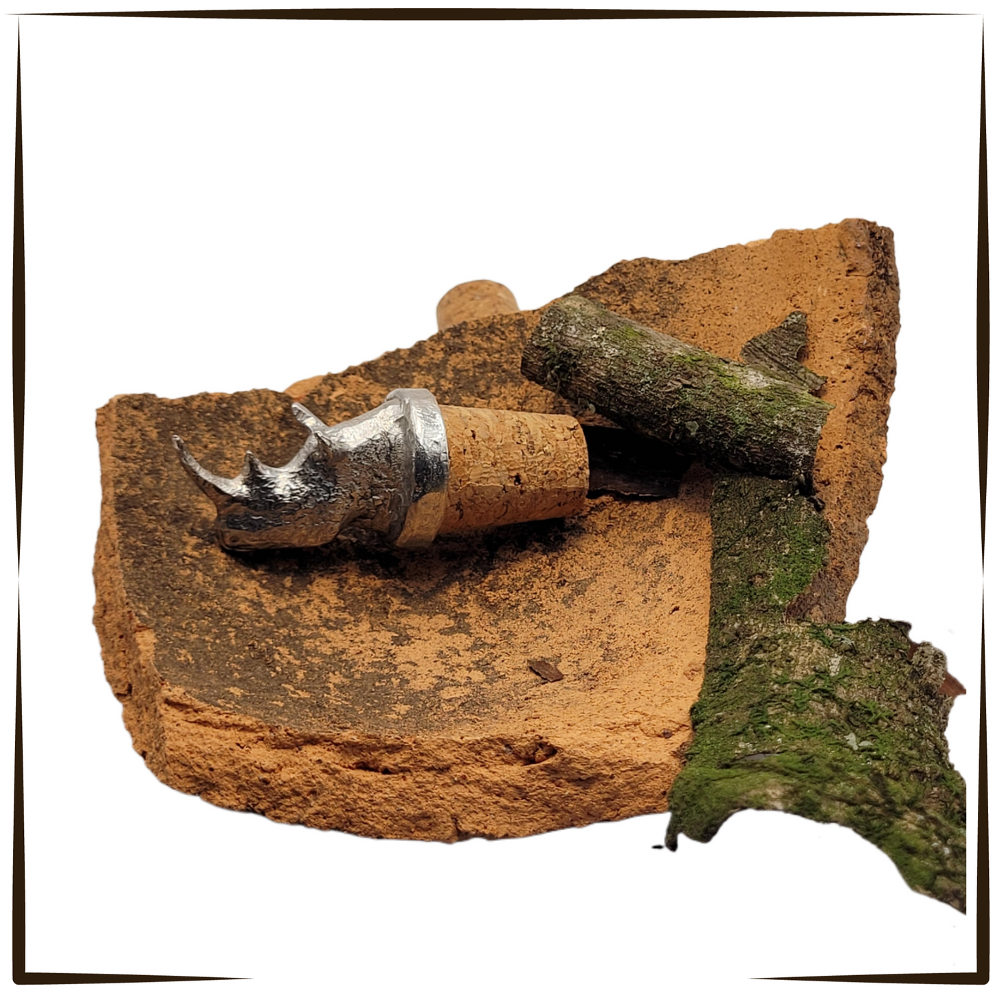 Pewter - Fearless Rhino - Bottle Stopper