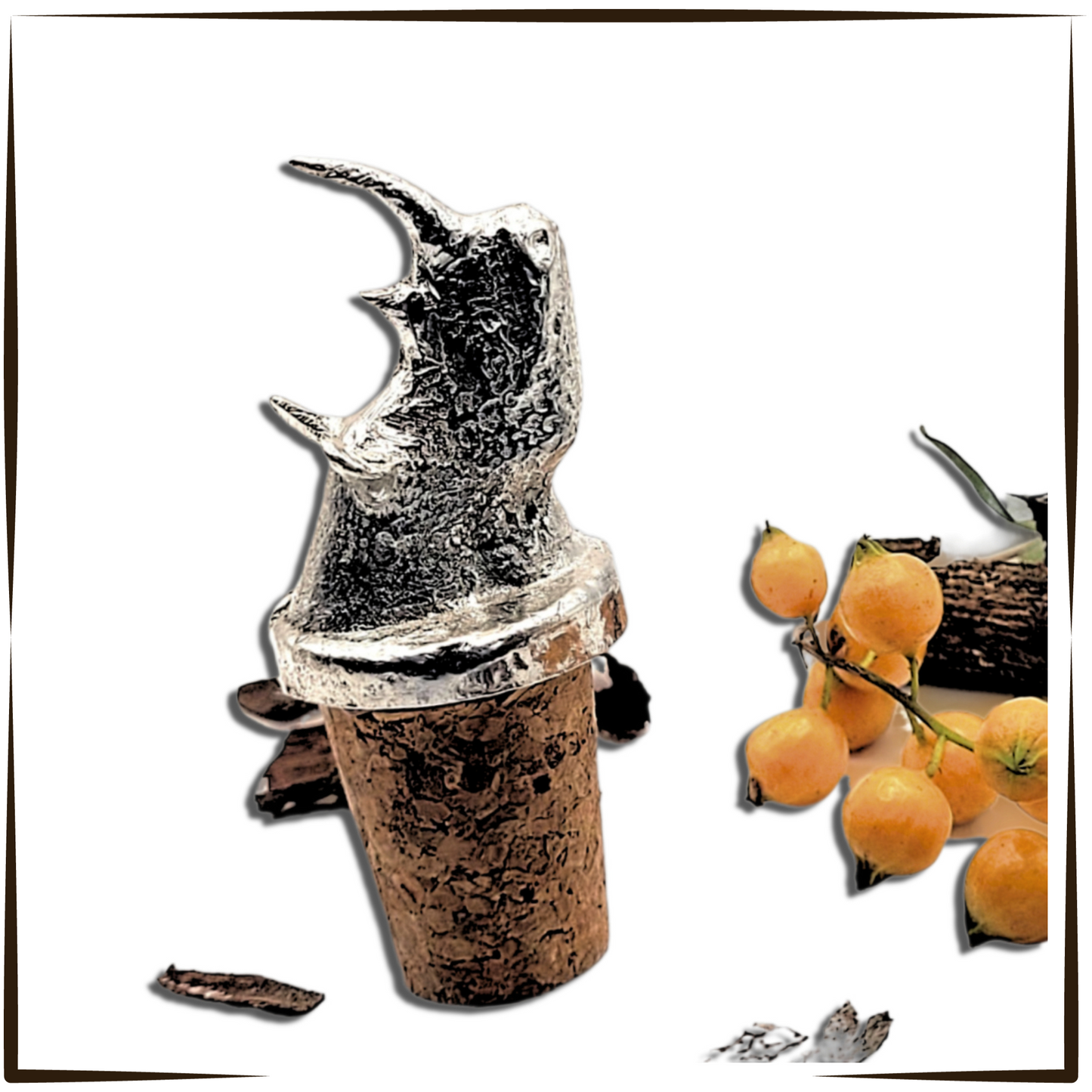 Pewter - Fearless Rhino - Bottle Stopper