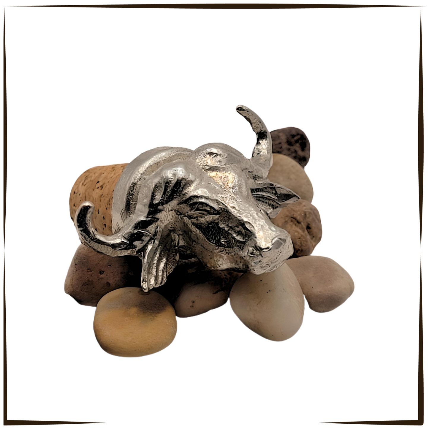Pewter - Striking Buffalo - Bottle Stopper