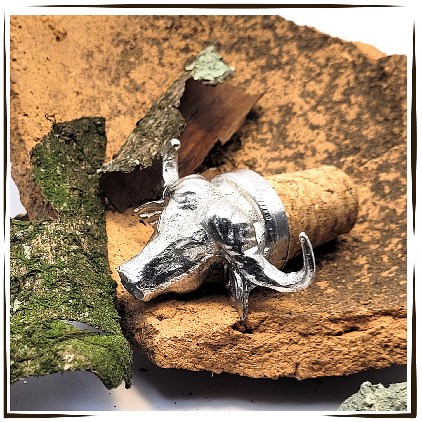 Pewter - Striking Buffalo - Bottle Stopper