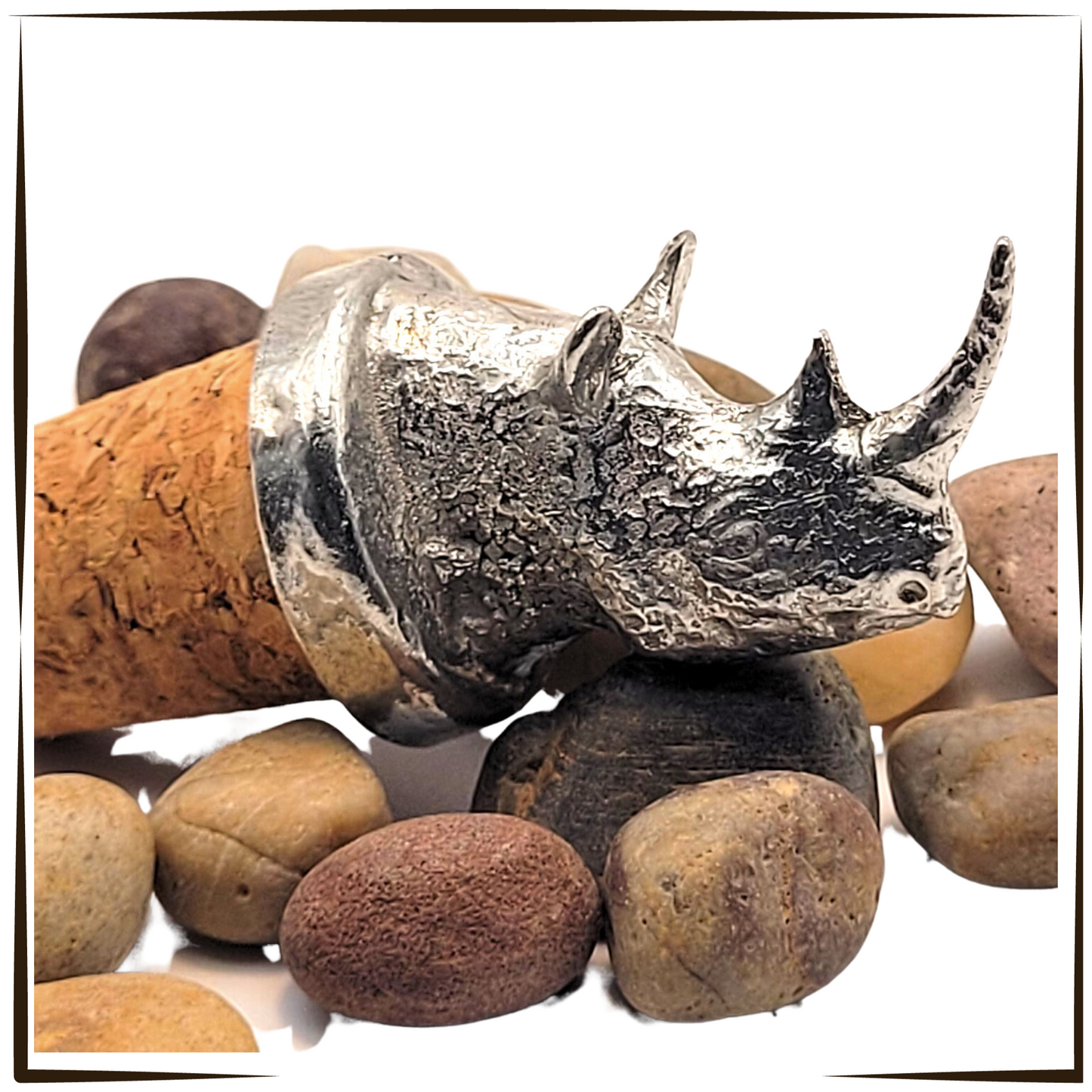 Pewter - Fearless Rhino - Bottle Stopper