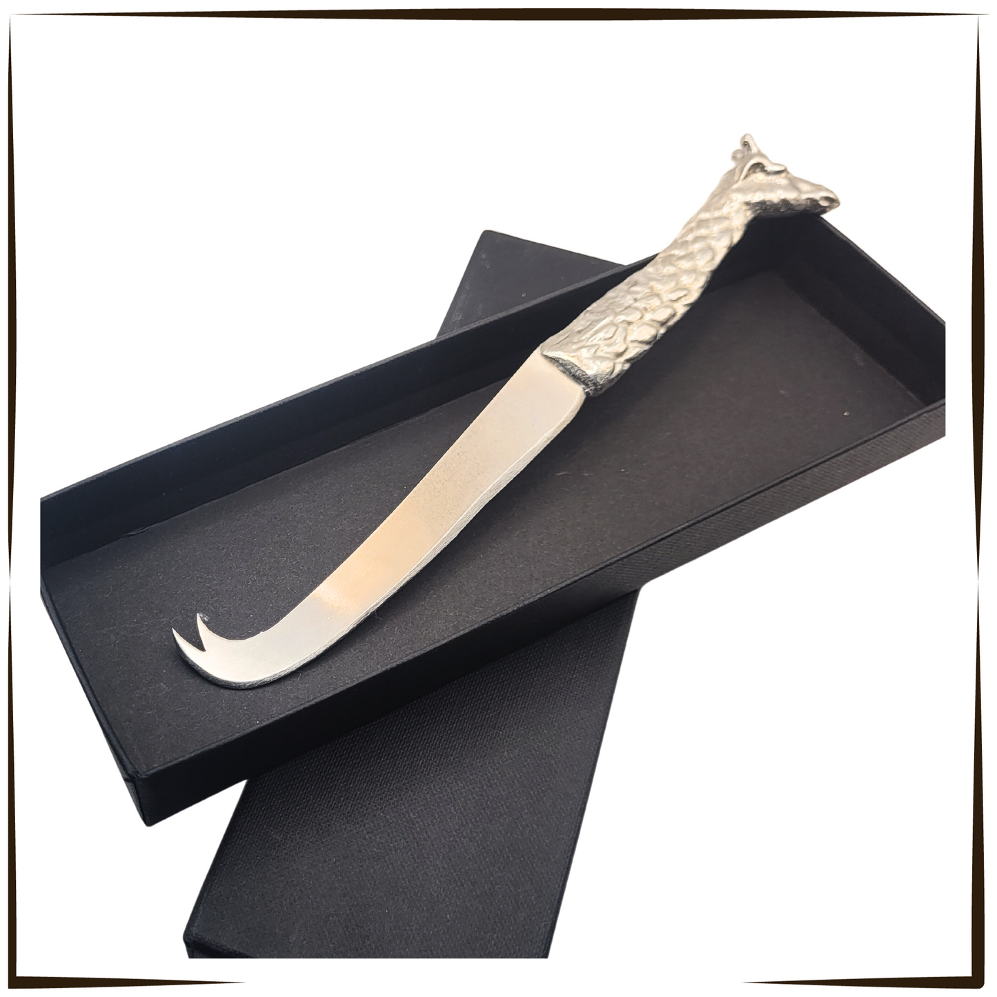 African Pewter - Elegant Giraffe Cheese Knife With Stainless Steel Blade
