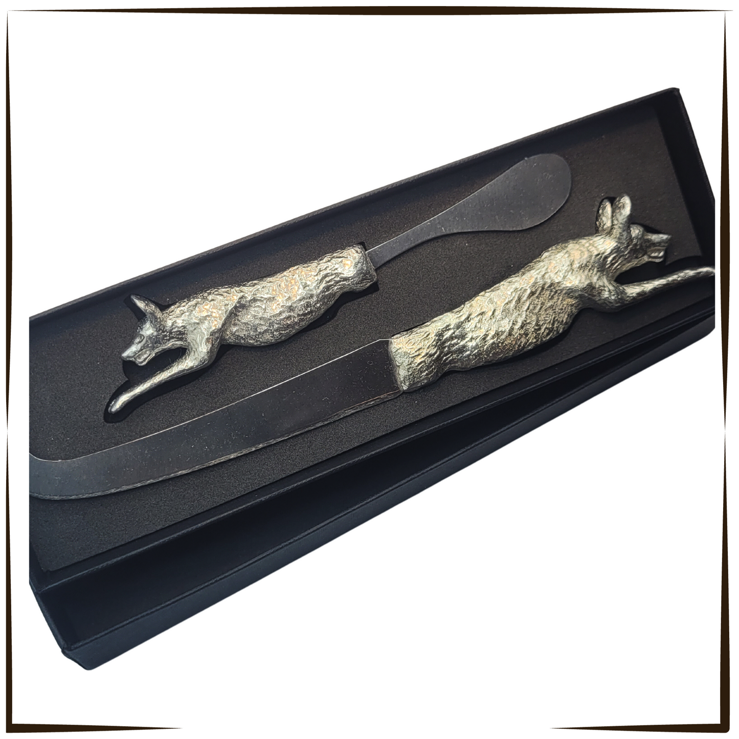 Pewter - Unique African Wild dog Cheese and Butter Knife