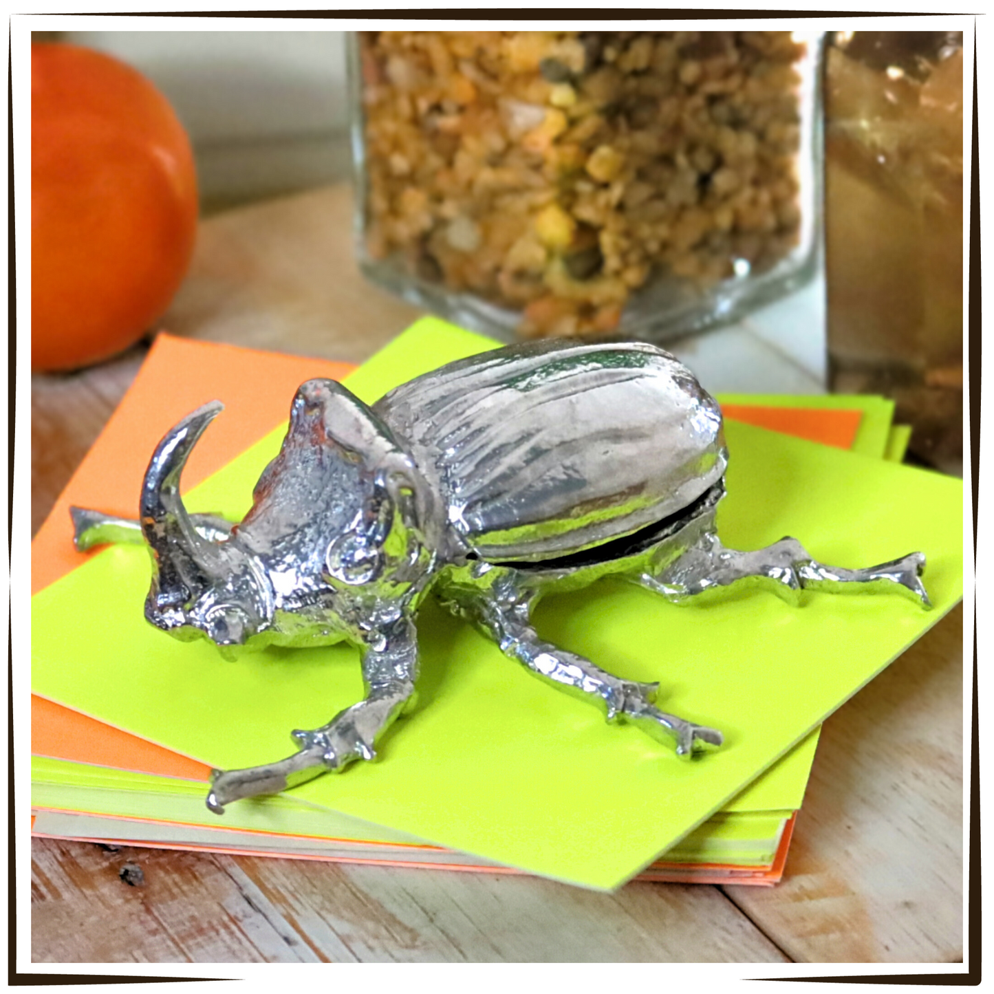 African Pewter - Rhino Beetle Hercules Paperweight
