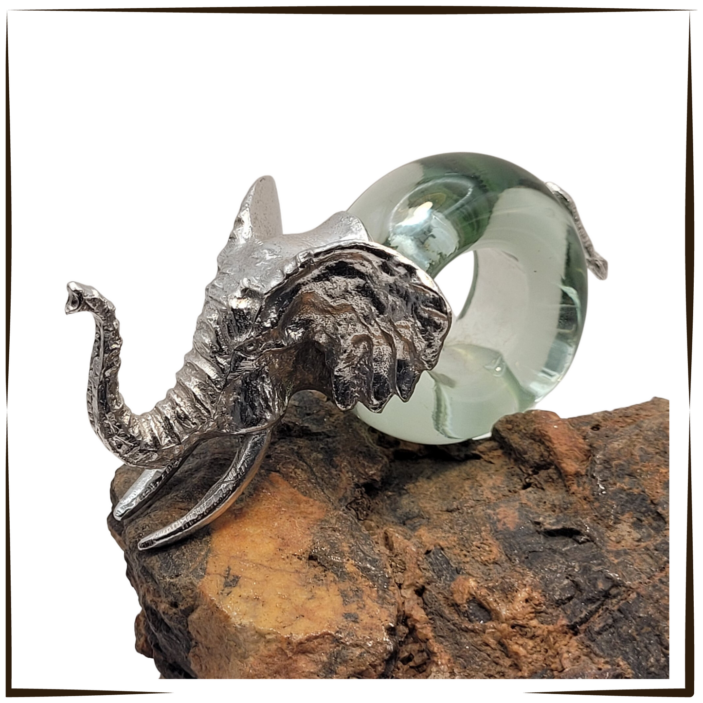 Elegant Recycled Glass And Pewter - Napkin Ring - Supreme Elephant