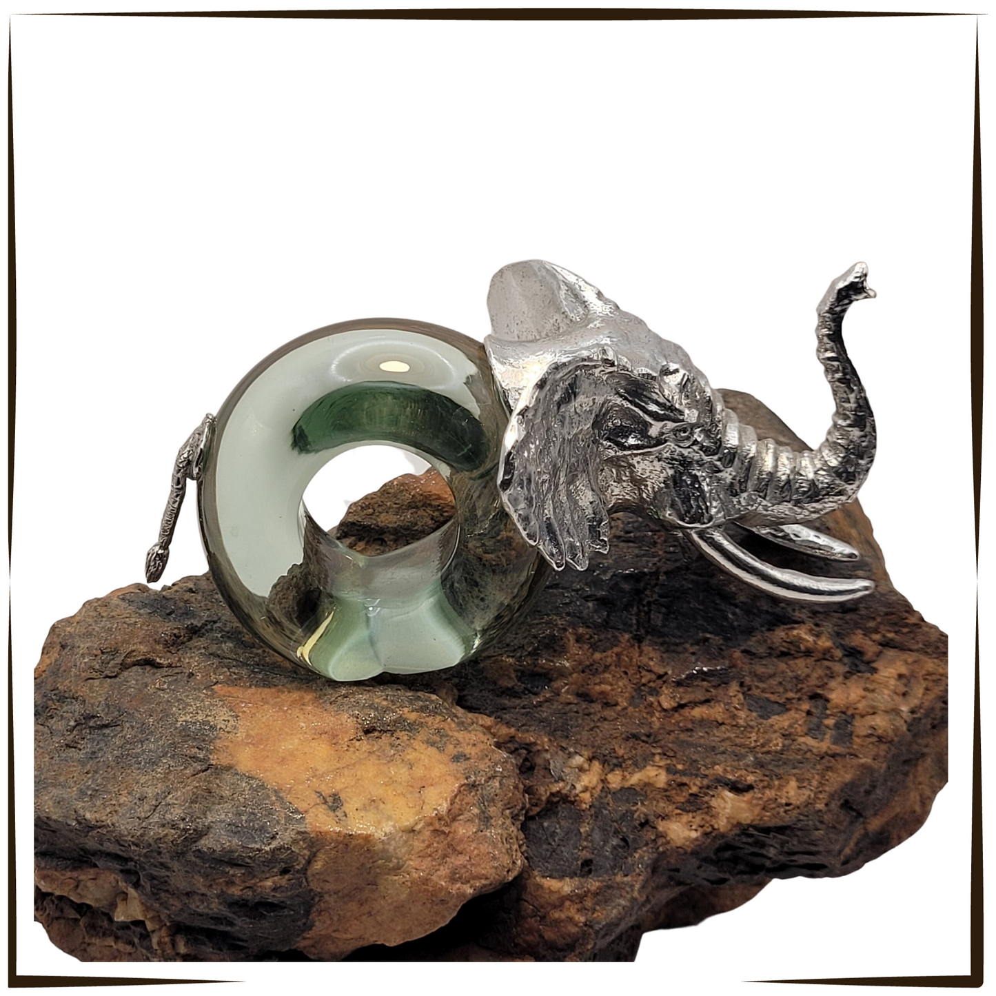 Elegant Recycled Glass And Pewter - Napkin Ring - Supreme Elephant