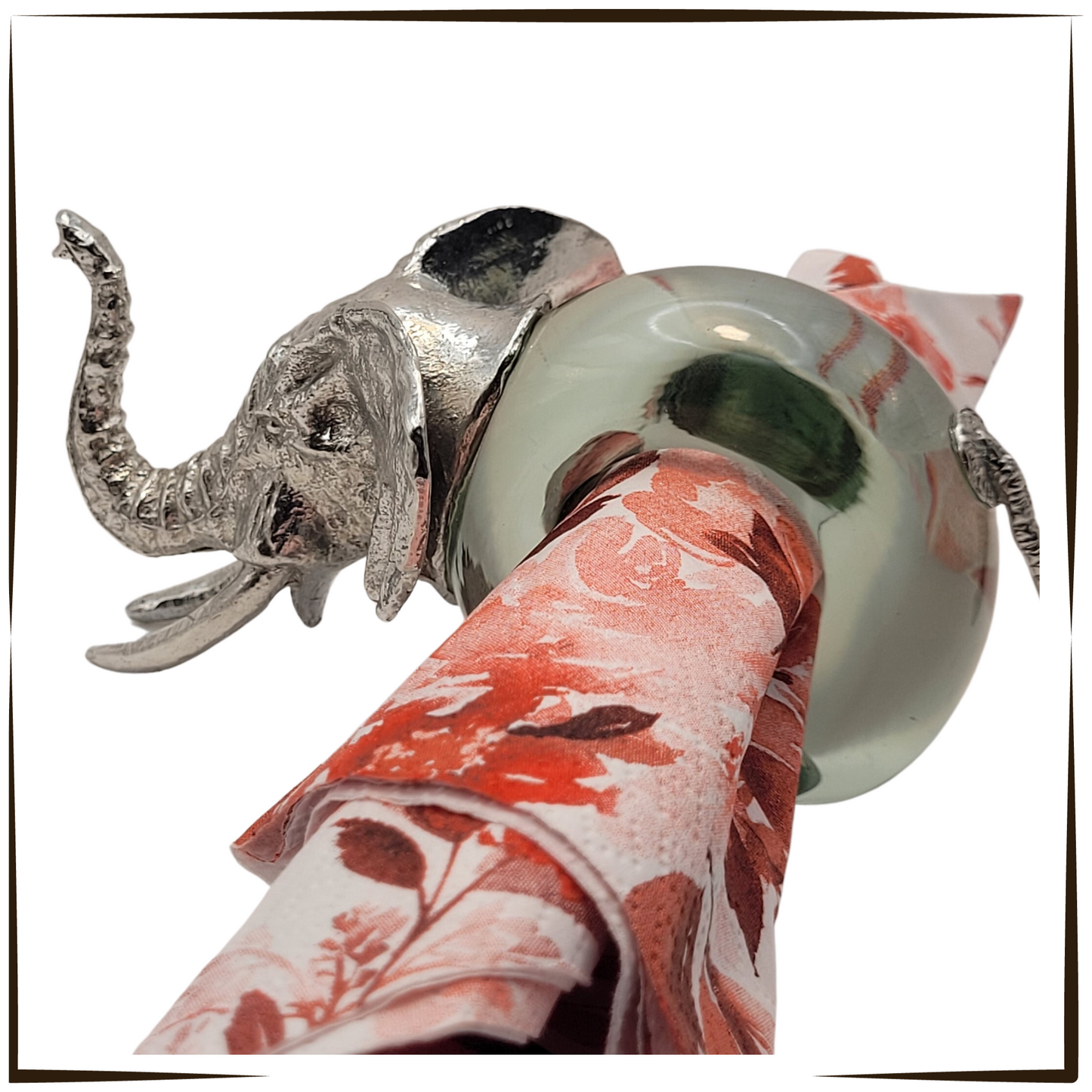 Elegant Recycled Glass And Pewter - Napkin Ring - Supreme Elephant