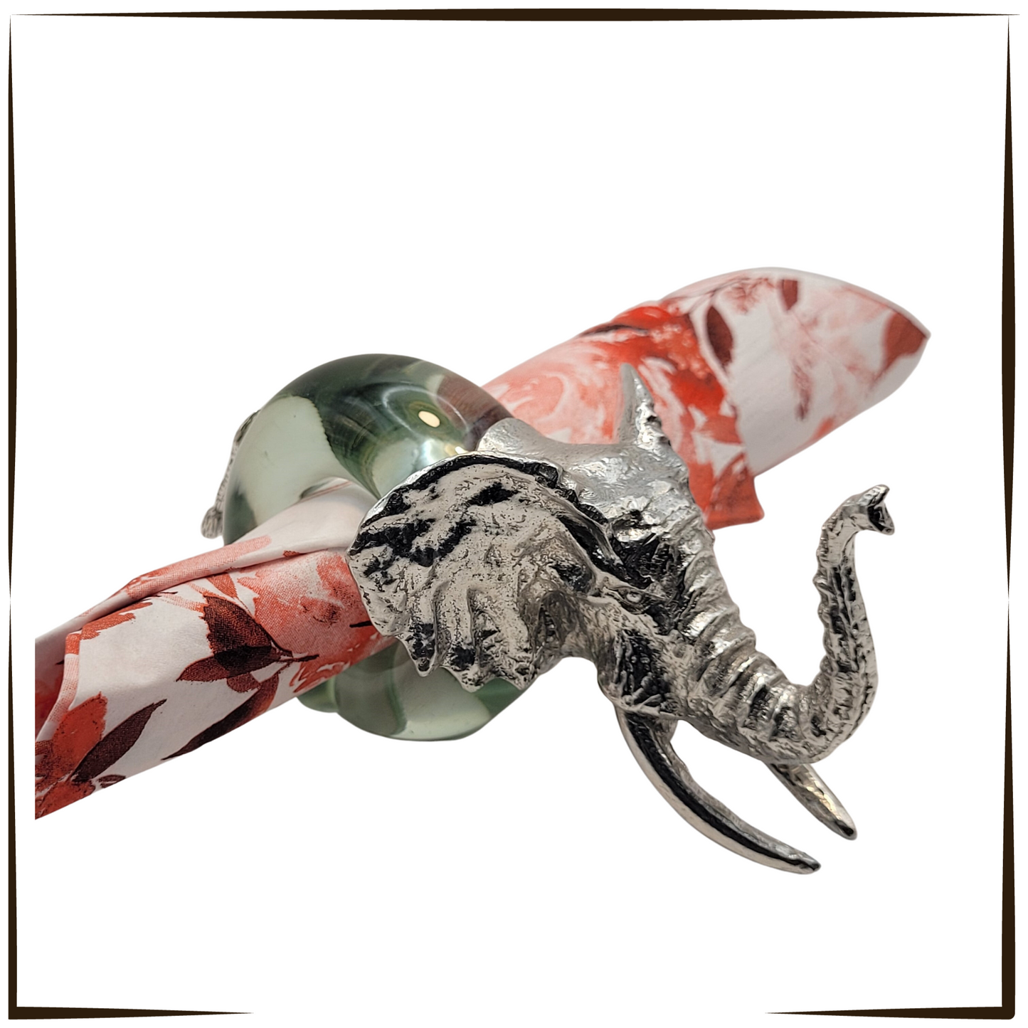 Elegant Recycled Glass And Pewter - Napkin Ring - Supreme Elephant