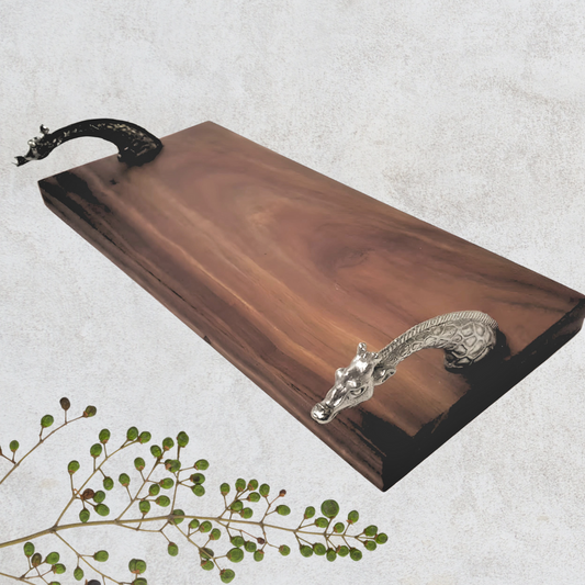 Charcuterie Board with Pewter Giraffe Handles