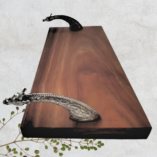 Charcuterie Board with Pewter Giraffe Handles