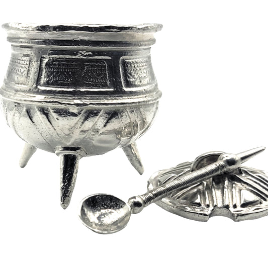 Pewter - Striking Potjie Pot With Spoon
