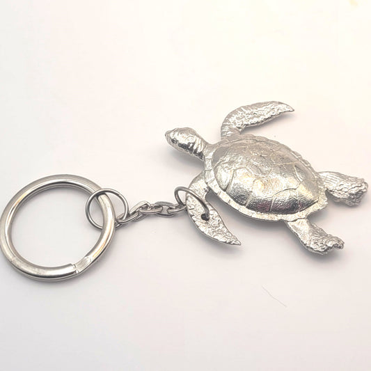 Pewter Keyring - Majestic Sea Turtle Amber