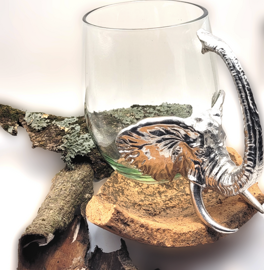 Recycled Glass and Pewter Beer Glass - Tusker The Elephant