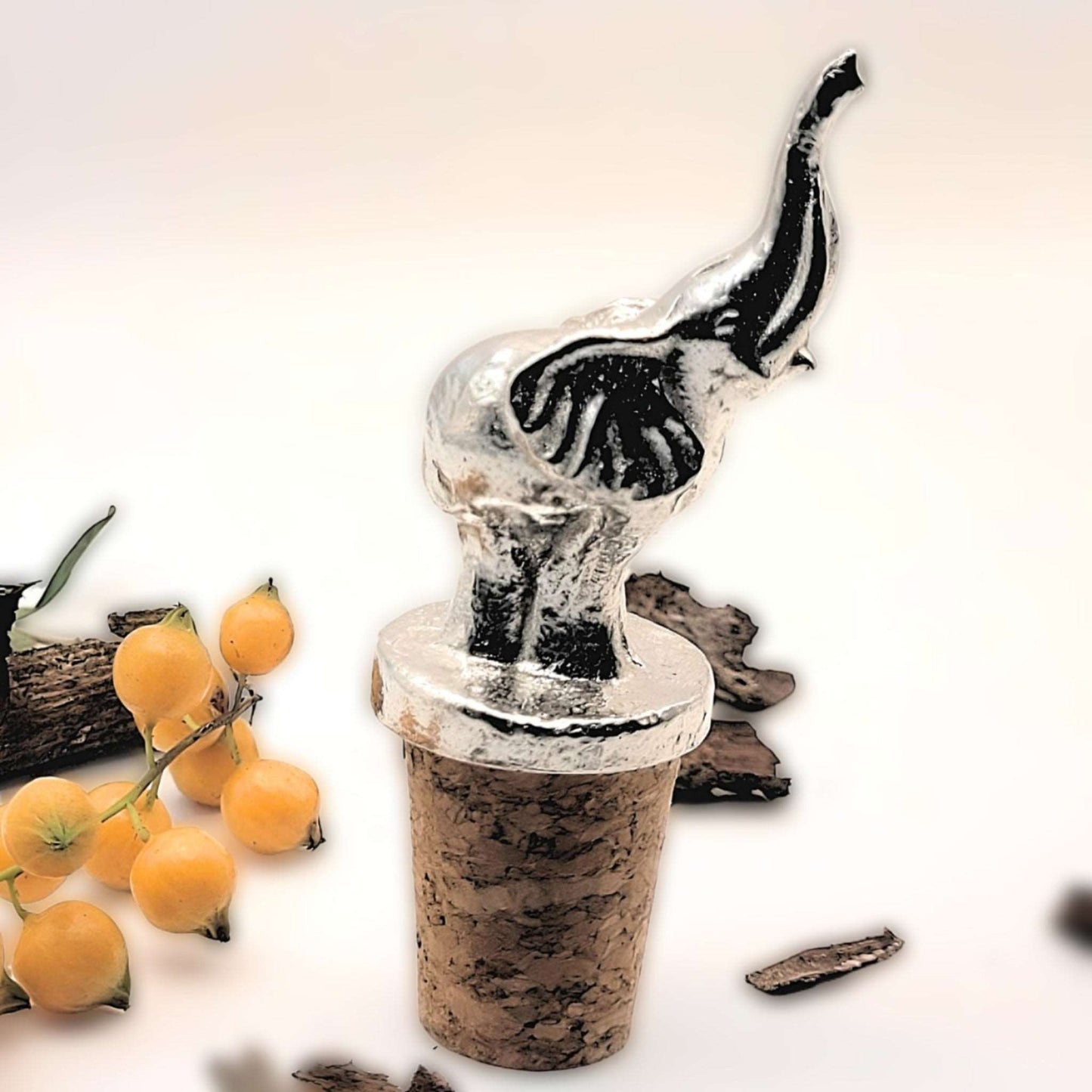 Pewter - Stunning African Elephant - Bottle Stopper