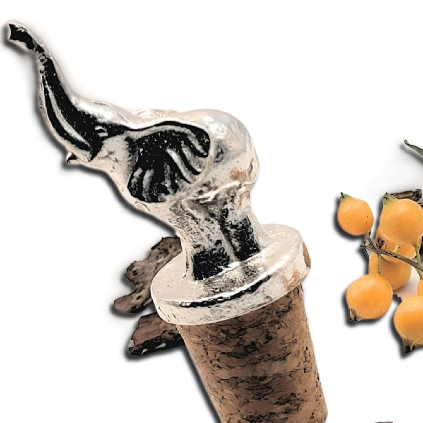 Pewter - Stunning African Elephant - Bottle Stopper