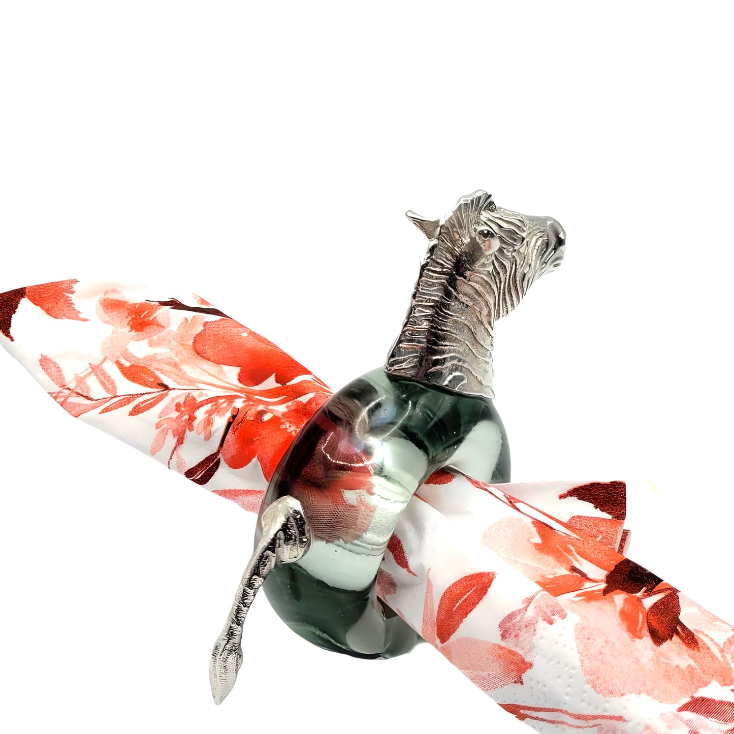 Pewter and Recycled Glass - Napkin Ring - Zebra