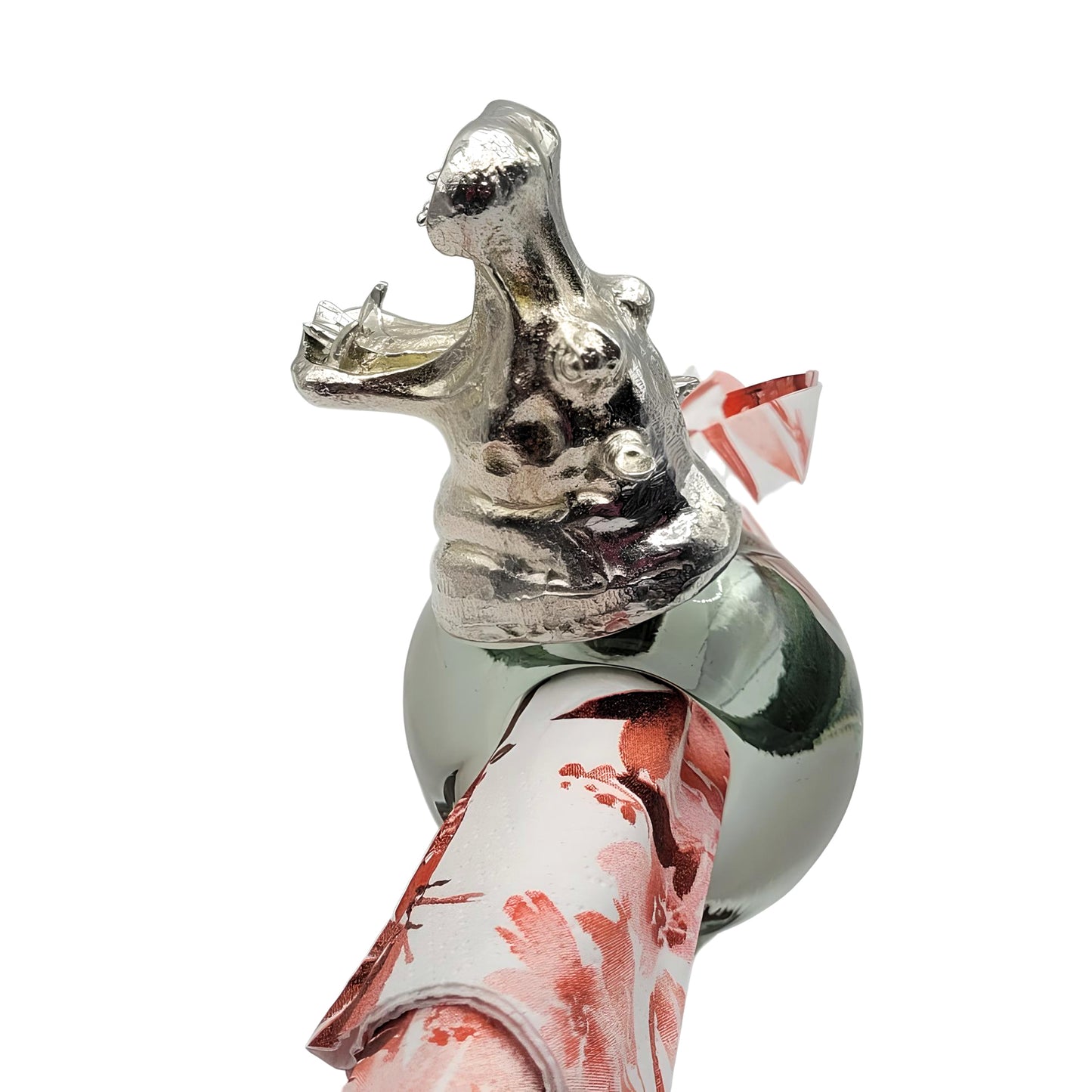 Pewter and Recycled Glass Napkin Ring - Hippo