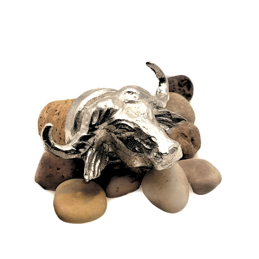 Pewter - Striking Buffalo - Bottle Stopper