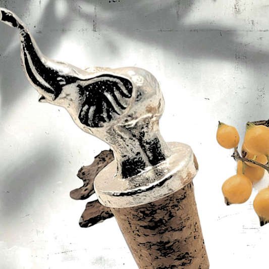 Pewter - Stunning African Elephant - Bottle Stopper