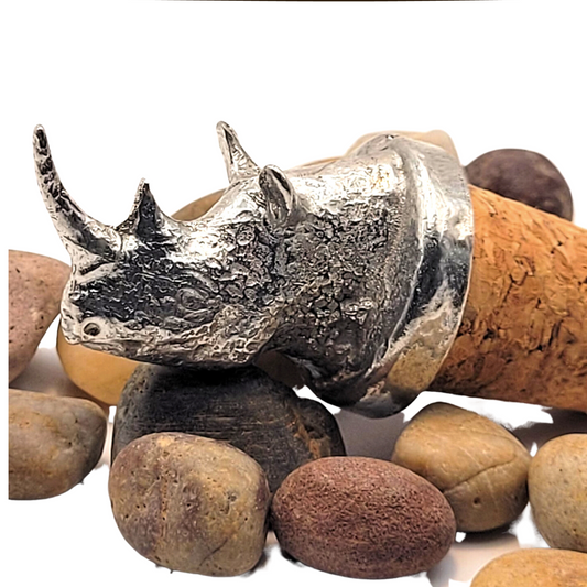 Pewter -  Fearless Rhino - Bottle Stopper