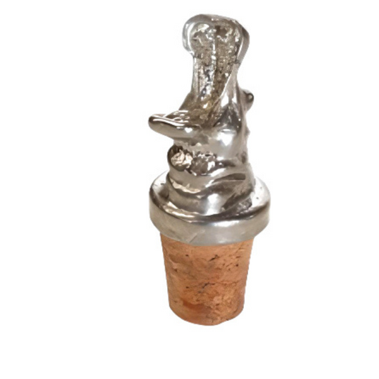 Pewter - Tough Hippo - Bottle Stopper