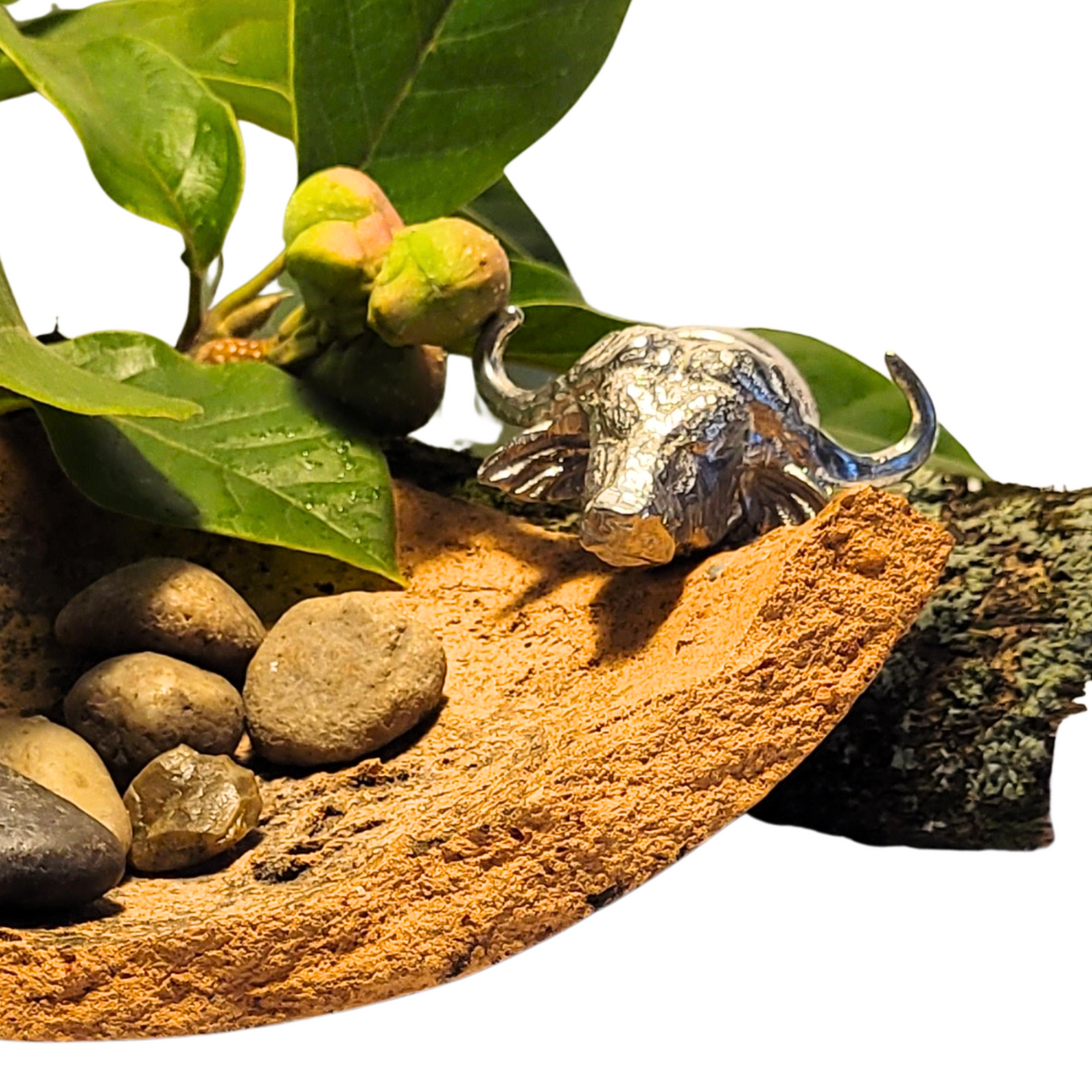 Pewter - Striking Buffalo - Bottle Stopper
