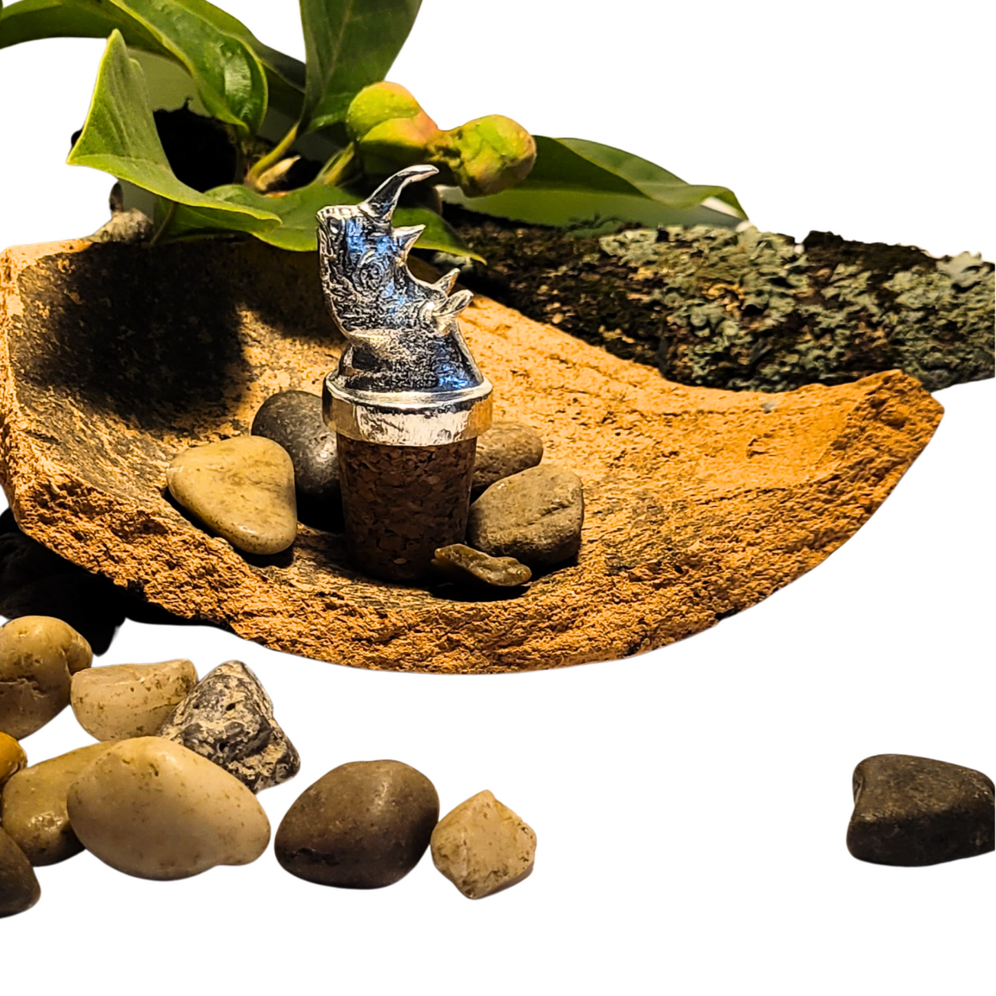 Pewter - Fearless Rhino - Bottle Stopper