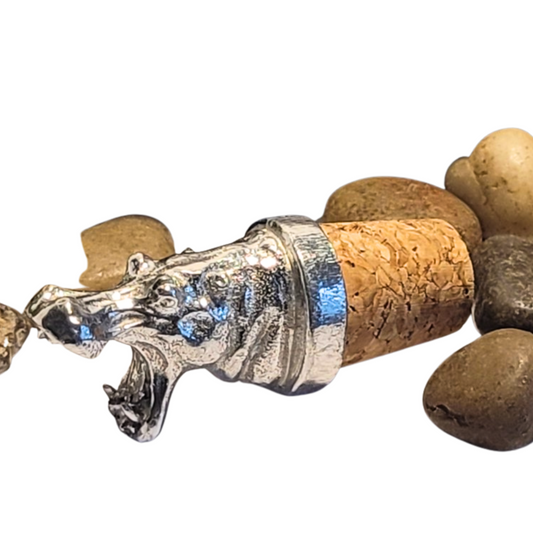 Pewter - Tough Hippo - Bottle Stopper