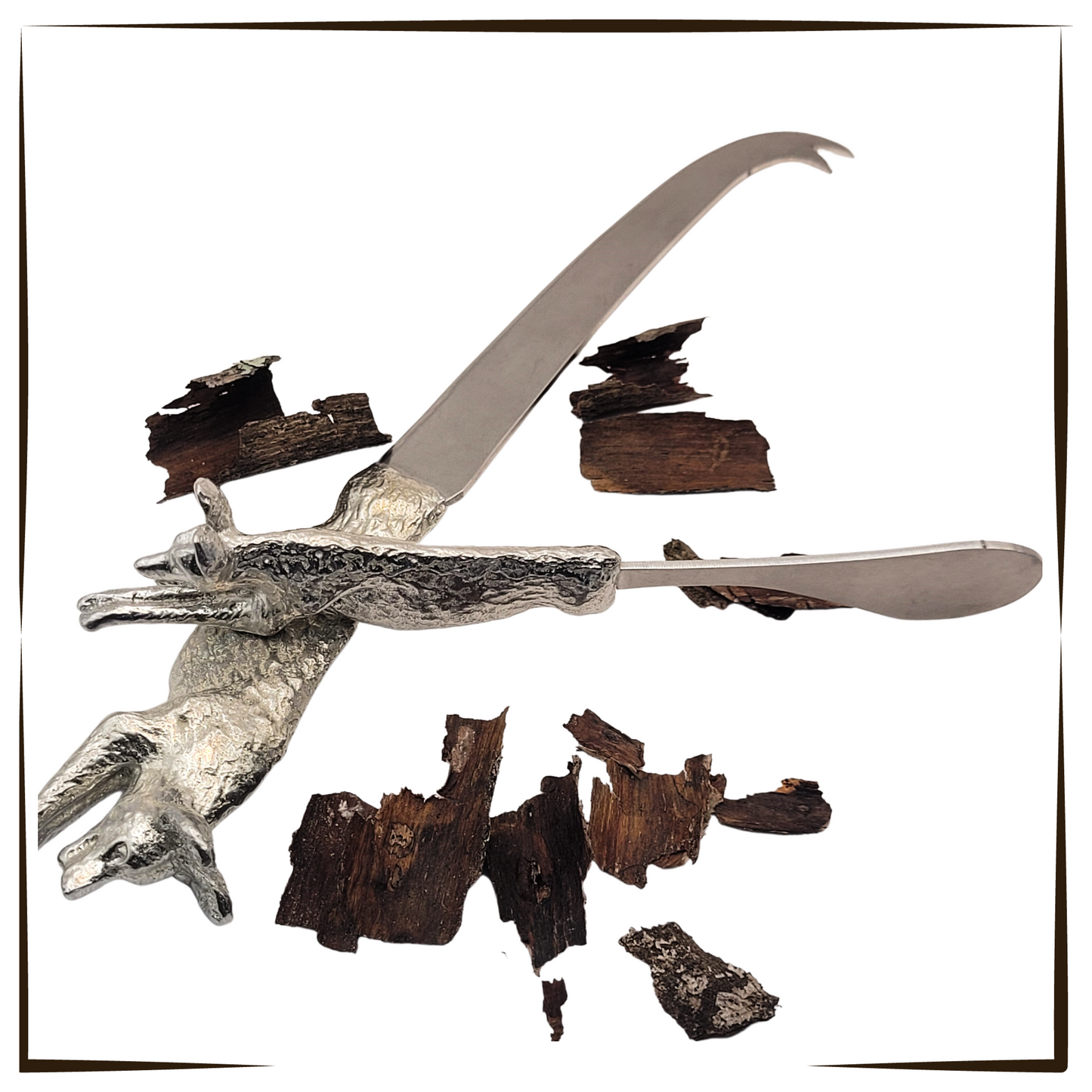 Pewter - Unique African Wild Dog Cheese and Butter Knife Set