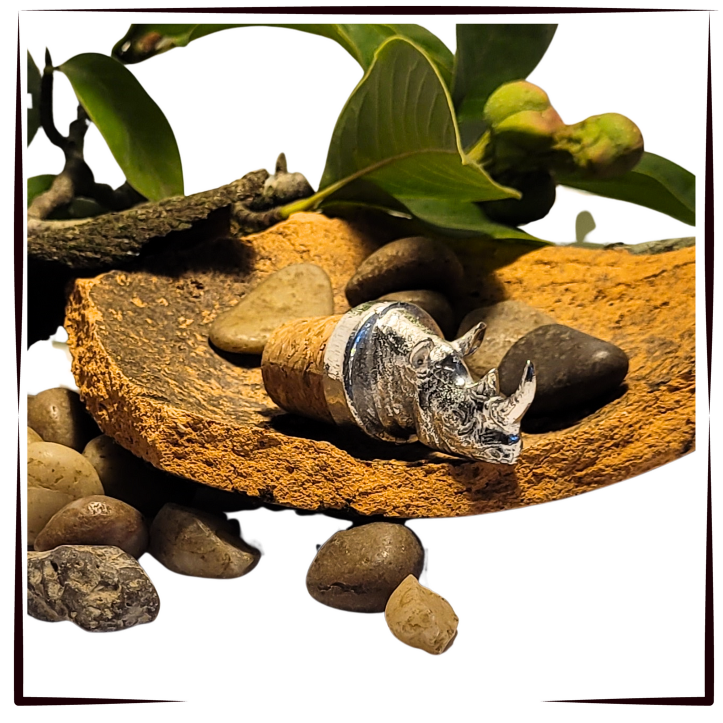 Pewter - Fearless Rhino - Bottle Stopper