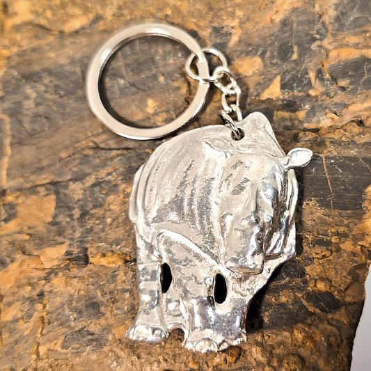Pewter - Keyring Rhino