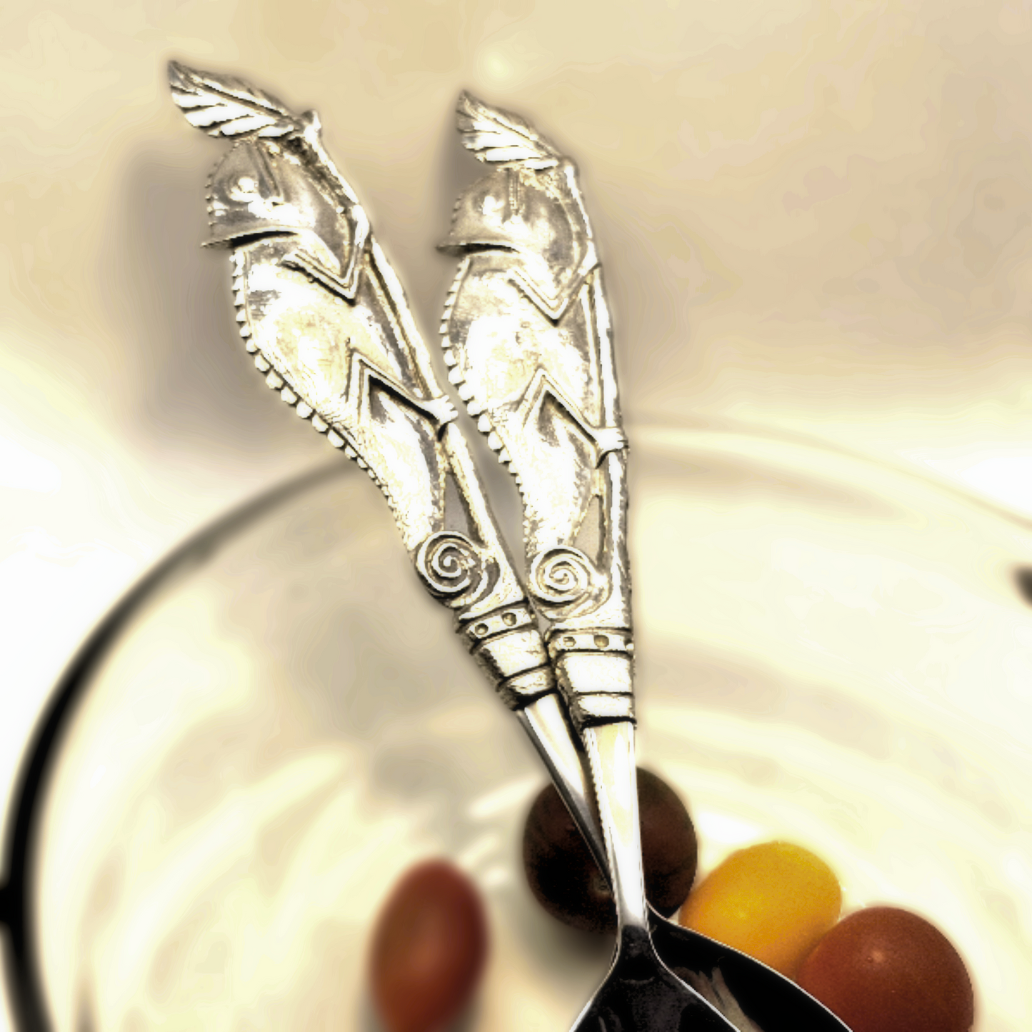 Pewter - Salad Servers - Mysterious Chameleon