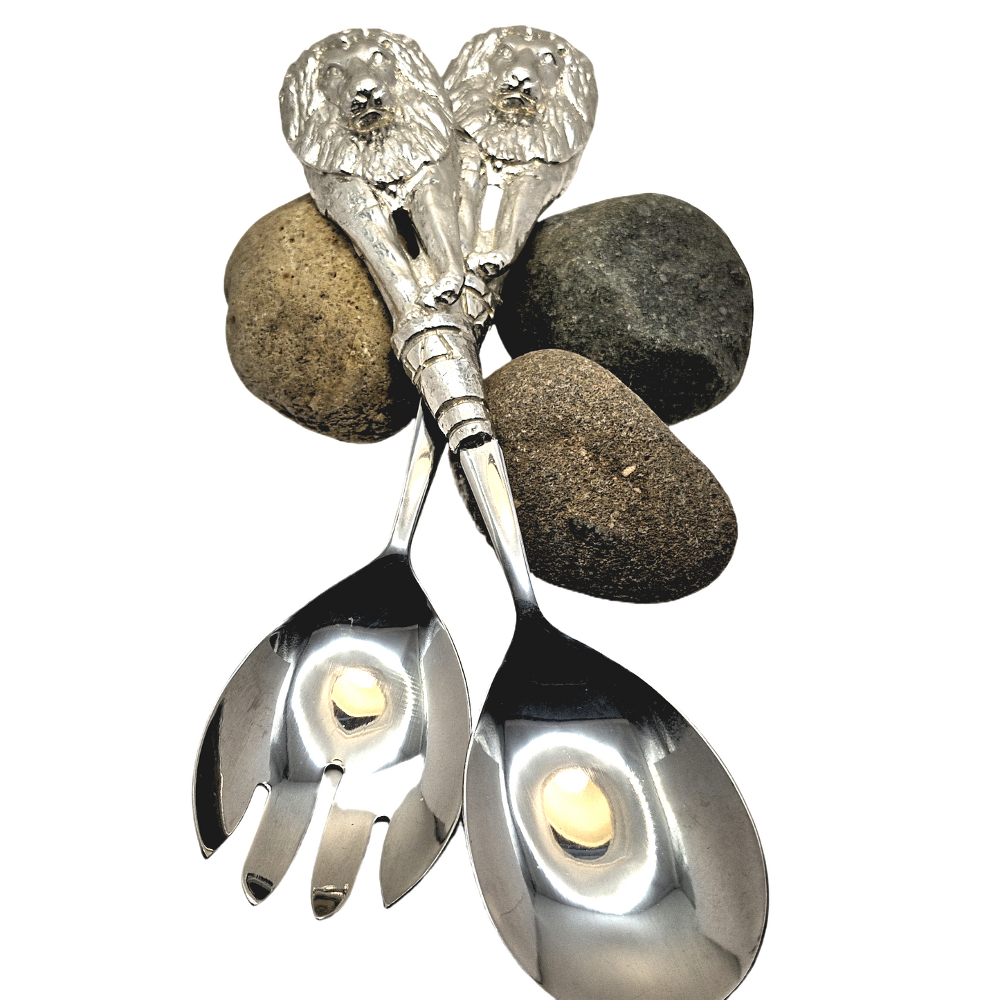 Pewter - Salad Servers - Lion