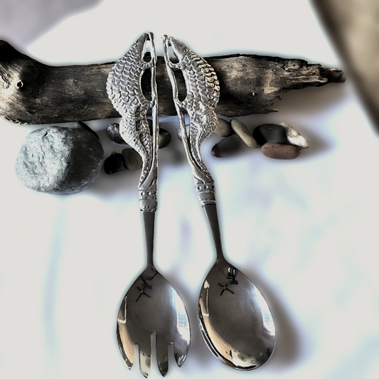 Pewter - Salad Servers - Pangolin Mother & Pup