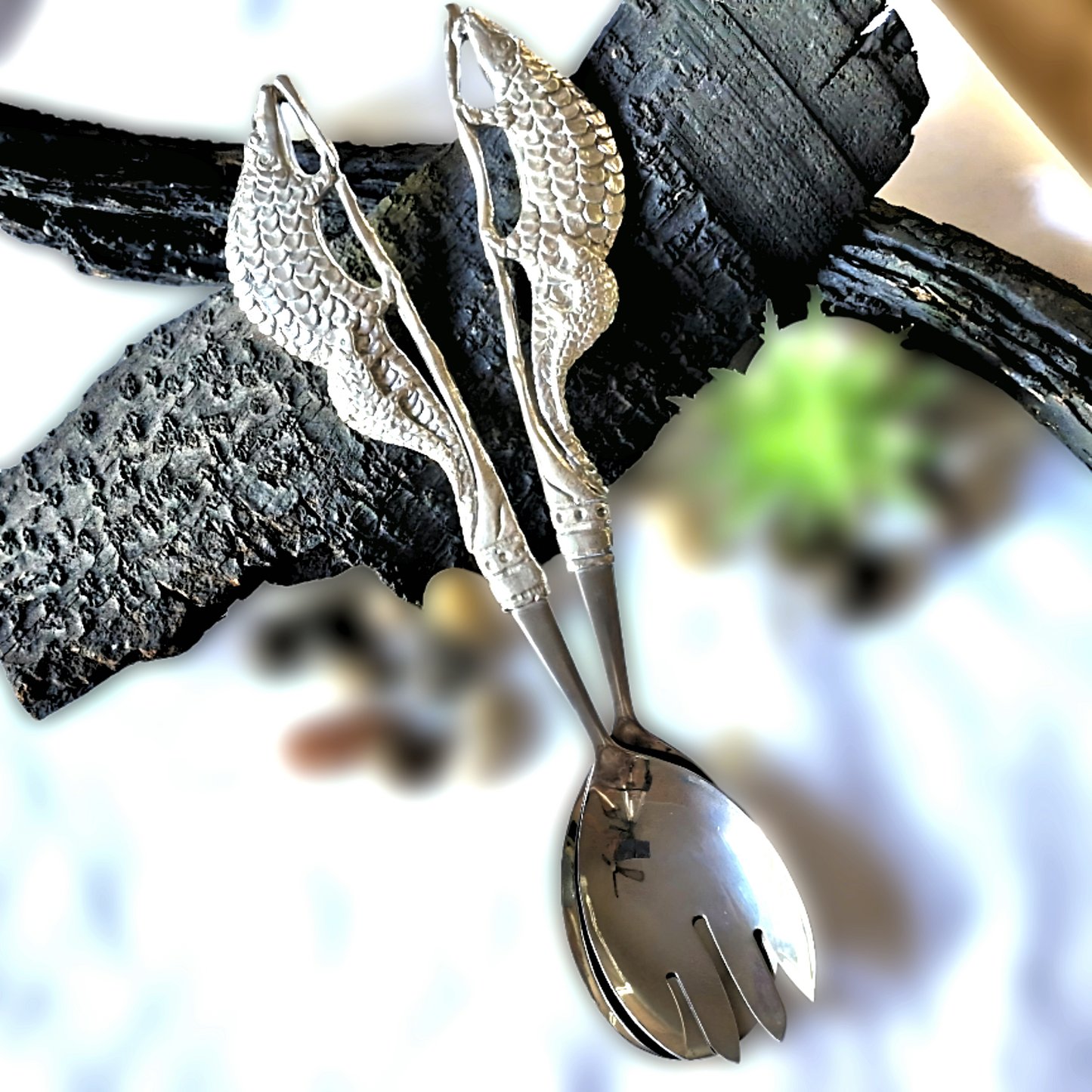 Pewter - Salad Servers - Pangolin Mother & Pup