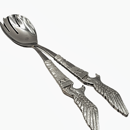 Pewter -  Salad Servers - Eagle in Flight
