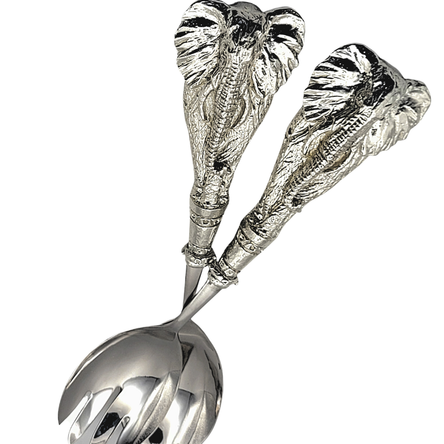 Pewter - Salad Servers - Elephants