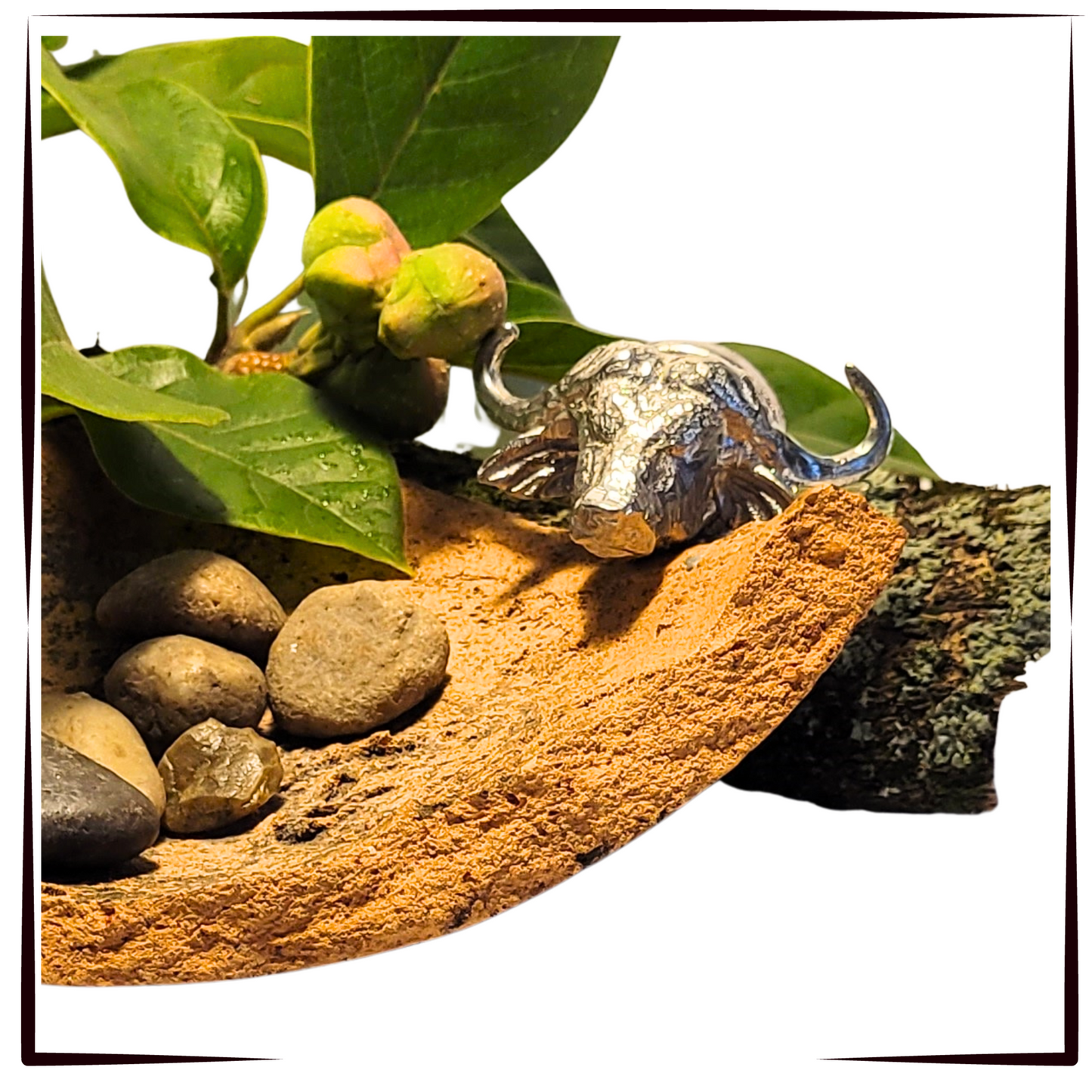 Pewter - Striking Buffalo - Bottle Stopper