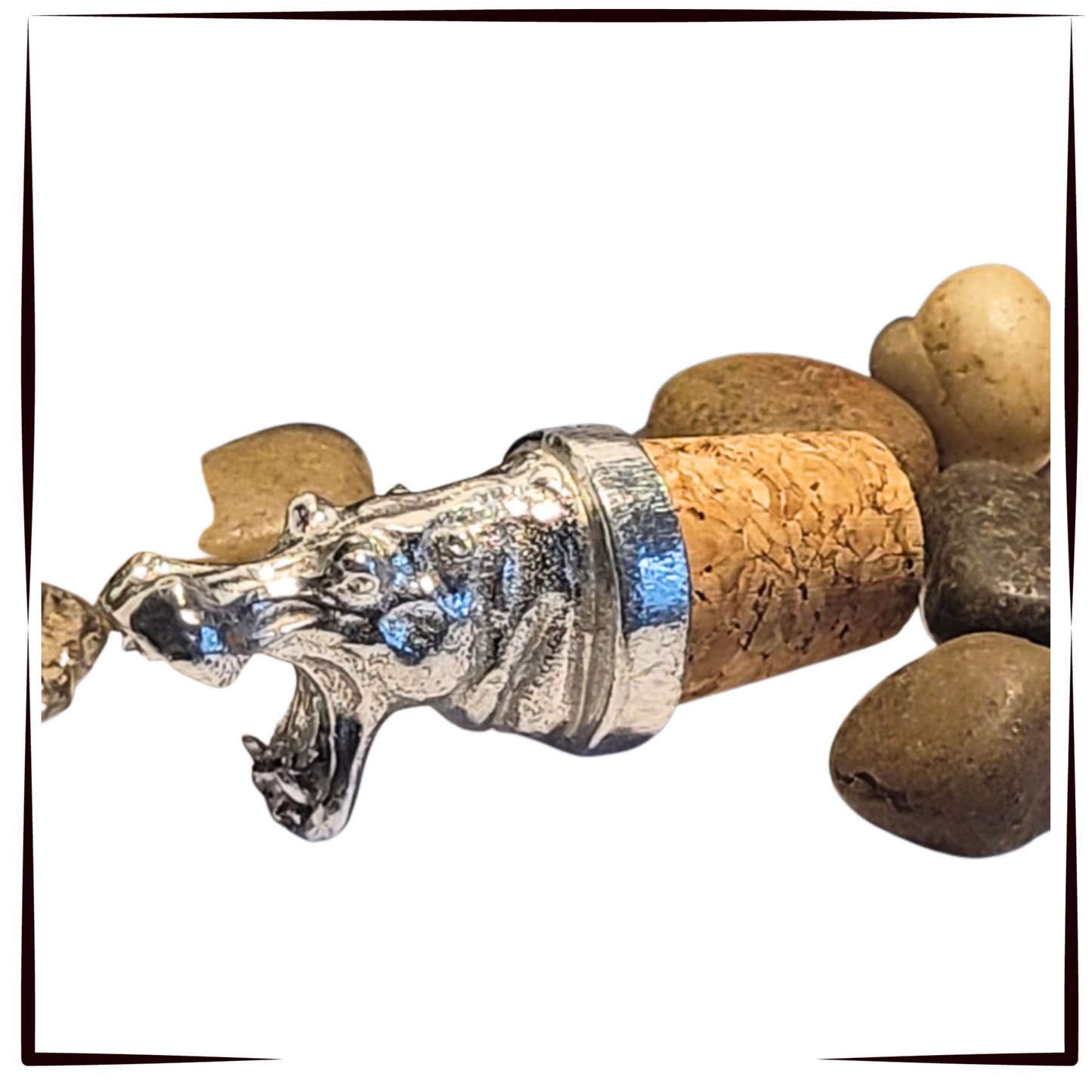Pewter - Tough Hippo - Bottle Stopper