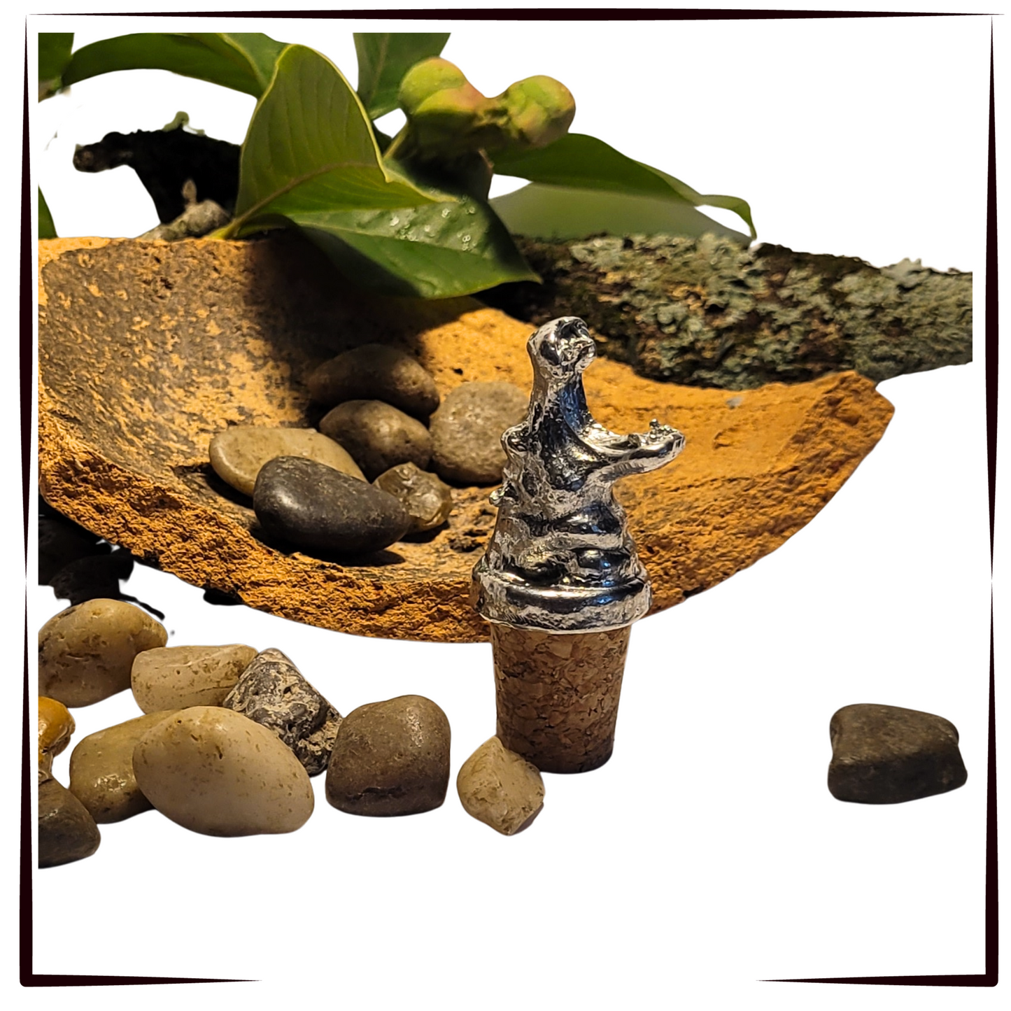 Pewter - Tough Hippo - Bottle Stopper