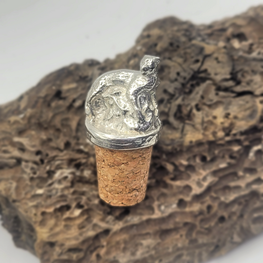 Pewter - Bottle Stopper - Leopard on a Rock