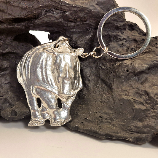 Pewter - Keyring Rhino