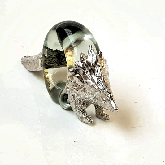 Pewter and Recycled Glass - Napkin Ring - Pangolin