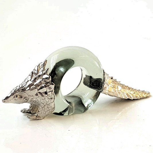 Pewter and Recycled Glass - Napkin Ring - Pangolin