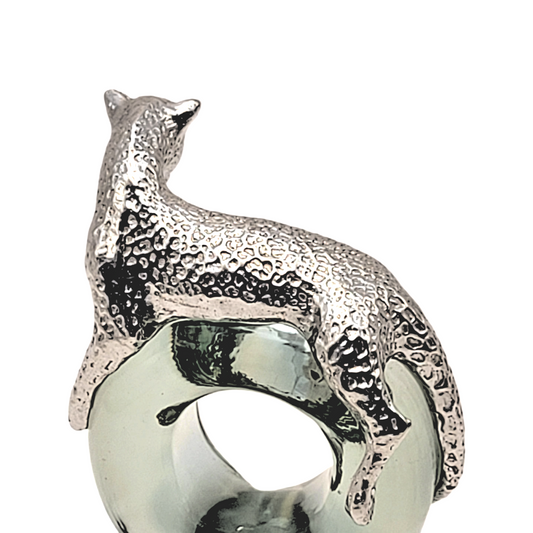 Pewter and Recycled Glass - Napkin Ring - Leopard