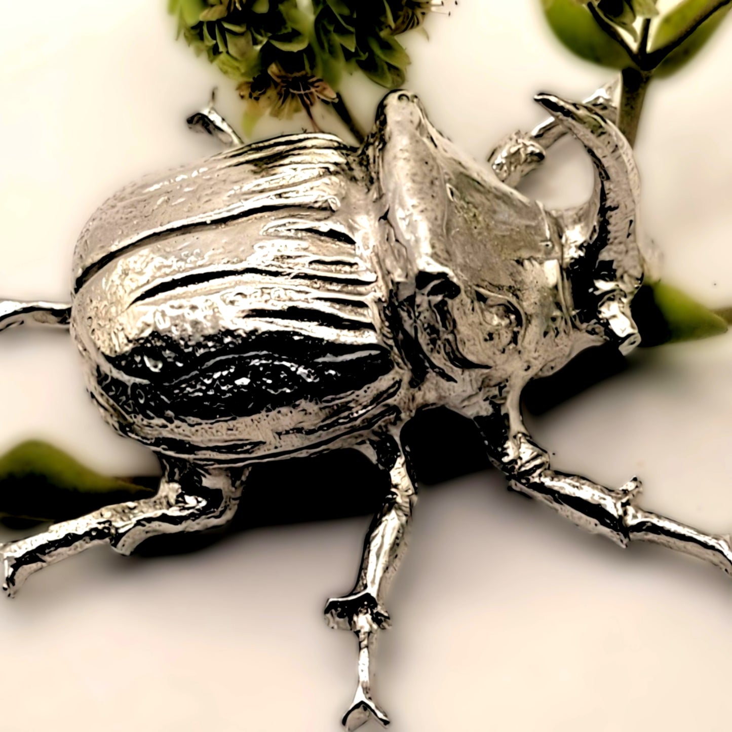 Pewter - Striking Rhino Beetle - Hercules (One Of The Small Five)