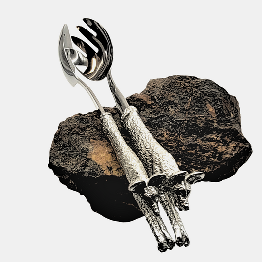 Pewter -  Salad Servers - African Wild Dog