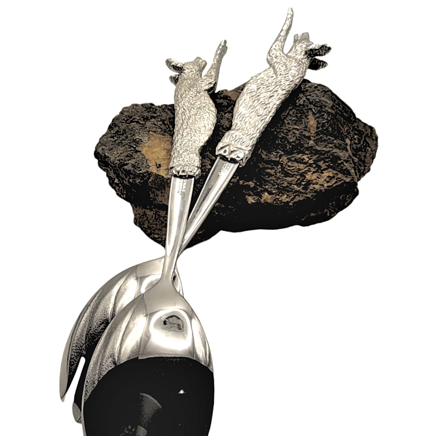 Pewter - Salad Servers - African Wild Dog