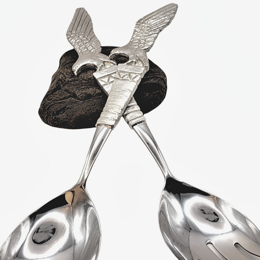 Pewter -  Salad Servers - Eagle in Flight